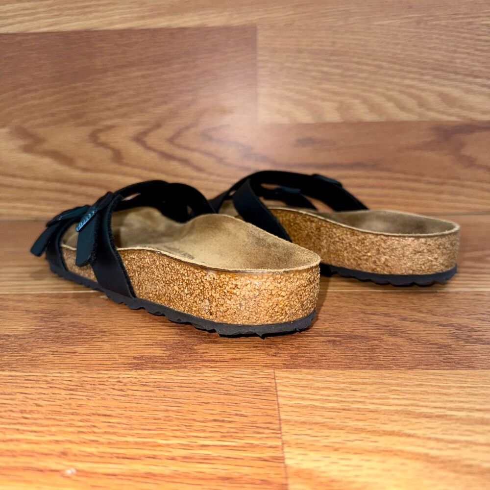 Birkenstock Yao Black Birko-Flor Sandals EU 39 US 8 Asymmetrical Comfort - Picture 9 of 9